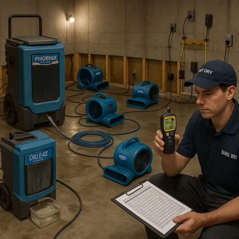 Structural Drying and Dehumidification process in Heath, OH